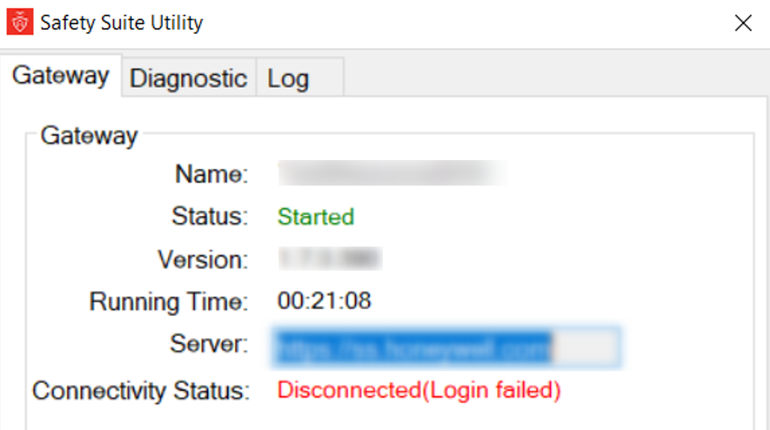 Disconnected (login failed) on the Safety Suite Utility of Safety Suite